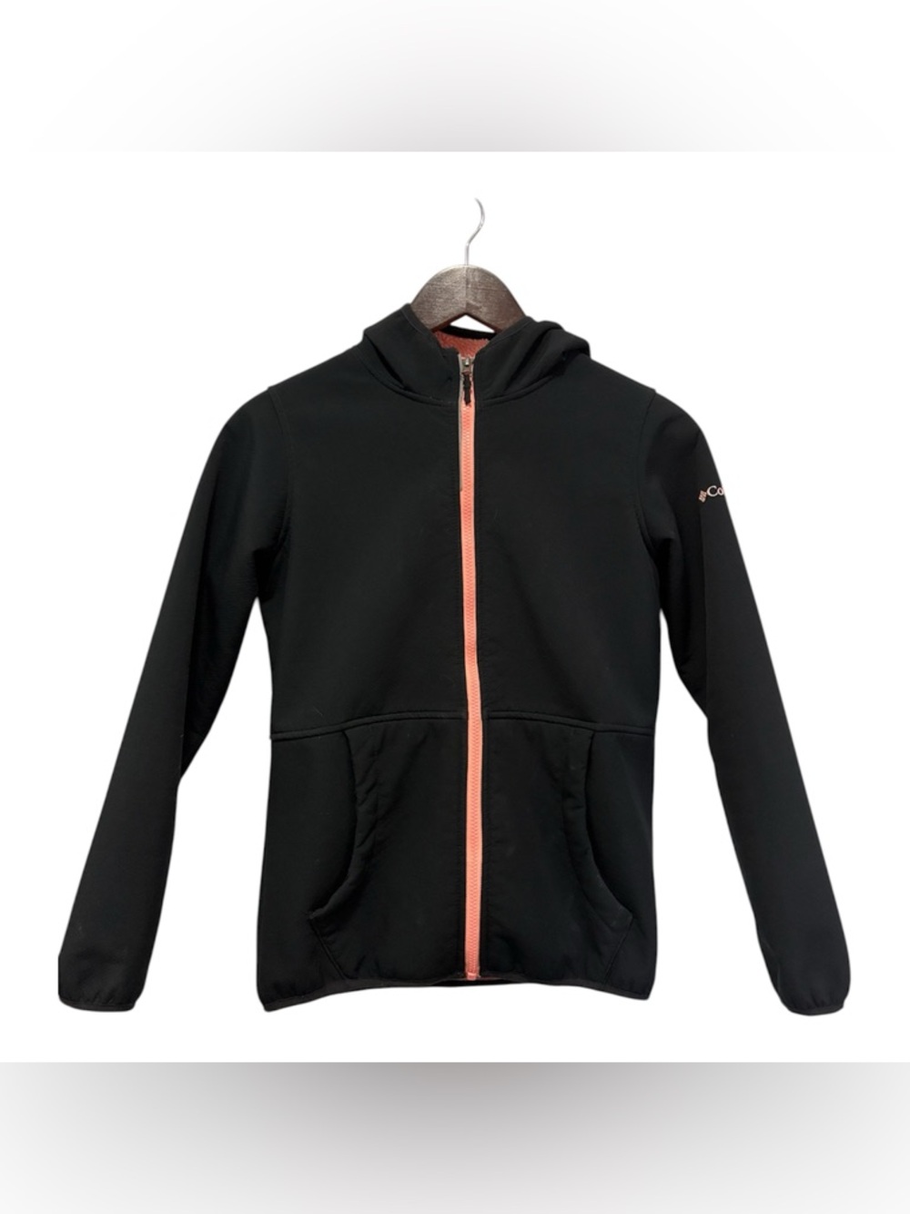 Columbia Black Girls' Hooded Jacket with Coral Zip
